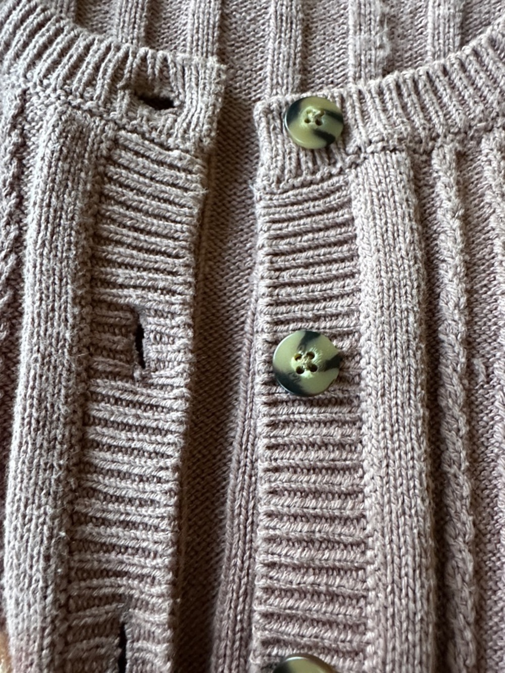 Wild Fable Women’s Cable Knit Button-Front Sweater Cardigan - Dusty Pink Large - Picture 3 of 6